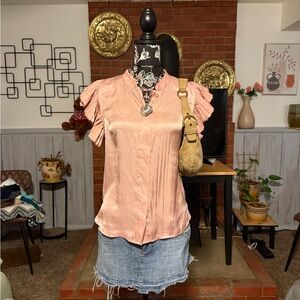 Zadig & Voltaire Blush Ruffle Sleeve Blouse